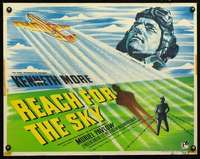 e495 REACH FOR THE SKY English half-sheet movie poster '57 airplane art!