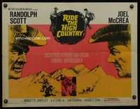 e501 RIDE THE HIGH COUNTRY half-sheet movie poster '62 Randolph Scott, McCrea