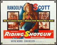 e502 RIDING SHOTGUN half-sheet movie poster '54 cowboy Randolph Scott!
