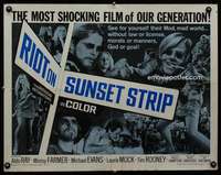 e504 RIOT ON SUNSET STRIP half-sheet movie poster '67 crazy pot-partygoers!