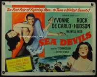 e521 SEA DEVILS half-sheet movie poster '53 Yvonne De Carlo, Rock Hudson