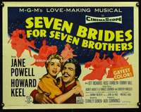 e525 SEVEN BRIDES FOR SEVEN BROTHERS half-sheet movie poster R62 Powell