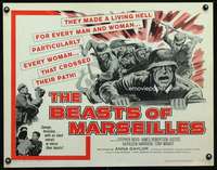 e526 SEVEN THUNDERS half-sheet movie poster '59 The Beasts of Marseilles!