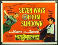 e527 SEVEN WAYS FROM SUNDOWN half-sheet movie poster '60 Audie Murphy