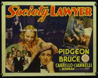 e542 SOCIETY LAWYER half-sheet movie poster '39 Walter Pidgeon, Bruce