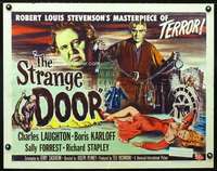 e566 STRANGE DOOR half-sheet movie poster '51 Boris Karloff, Laughton