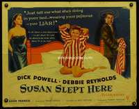 e571 SUSAN SLEPT HERE style B half-sheet movie poster '54 Reynolds, Powell