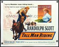 e575 TALL MAN RIDING half-sheet movie poster '55 Randolph Scott, Malone