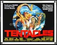e582 TENTACLES half-sheet movie poster '77 AIP, great octopus image!