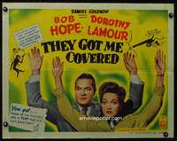 e586 THEY GOT ME COVERED half-sheet movie poster '43 Bob Hope, Lamour