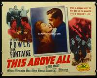 e589 THIS ABOVE ALL half-sheet movie poster R52 Tyrone Power, Fontaine