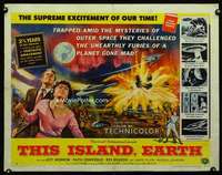 e592 THIS ISLAND EARTH half-sheet movie poster '55 sci-fi classic, Morrow