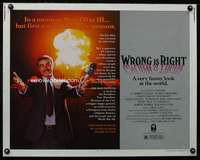 e656 WRONG IS RIGHT half-sheet movie poster '82 TV reporter Sean Connery!