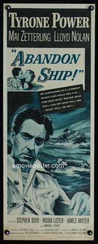 f165 ABANDON SHIP insert movie poster '57 Tyrone Power, Zetterling