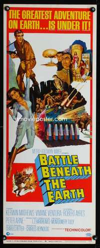 f202 BATTLE BENEATH THE EARTH insert movie poster '68 Kerwin Mathews