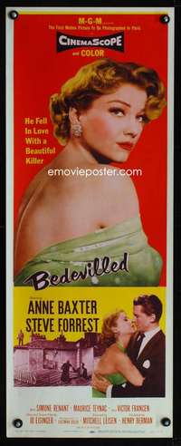 f208 BEDEVILLED insert movie poster '55 sexy bad girl Anne Baxter!