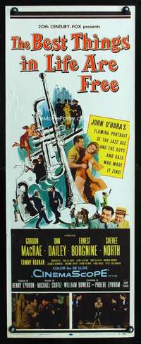 f212 BEST THINGS IN LIFE ARE FREE insert movie poster '56 MacRae