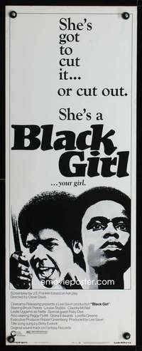 f232 BLACK GIRL insert movie poster '72 Ossie Davis, Brock Peters