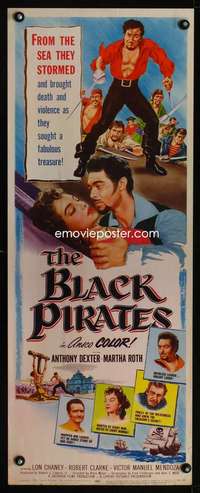 f234 BLACK PIRATES insert movie poster '54 Anthony Dexter, Lon Chaney