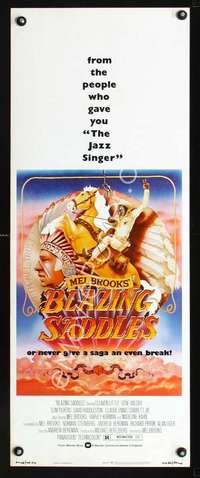 f240 BLAZING SADDLES insert movie poster '74 Mel Brooks western!