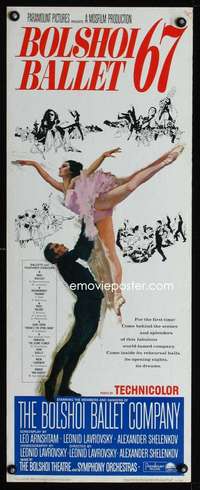 f251 BOLSHOI BALLET 67 insert movie poster '66 famous Russian ballet!