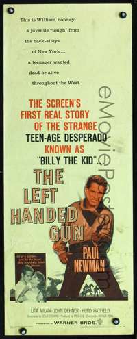f404 LEFT HANDED GUN insert movie poster '58 Newman as Billy the Kid!