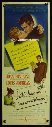 f405 LETTER FROM AN UNKNOWN WOMAN insert movie poster '48 Fontaine