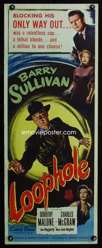 f416 LOOPHOLE insert movie poster '54Barry Sullivan,Dorothy Malone