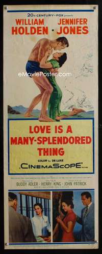 f417 LOVE IS A MANY-SPLENDORED THING insert movie poster '55 Holden