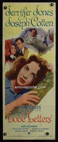 f418 LOVE LETTERS insert movie poster '45 Jennifer Jones, Ayn Rand