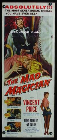 f421 MAD MAGICIAN insert movie poster '54 Vincent Price, Mary Murphy