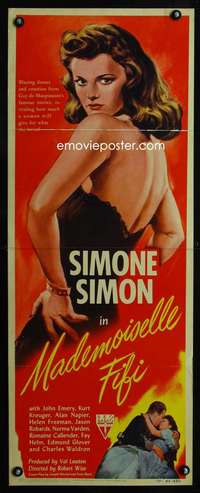 f424 MADEMOISELLE FIFI insert movie poster '44 sexiest Simone Simon!