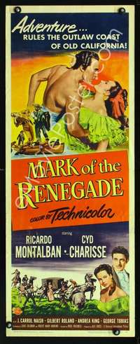 f431 MARK OF THE RENEGADE insert movie poster '51 Montalban, Charisse