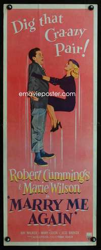f432 MARRY ME AGAIN insert movie poster '53 Robert Cummings, Wilson