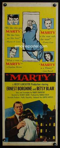f433 MARTY insert movie poster '55 Delbert Mann, Ernest Borgnine