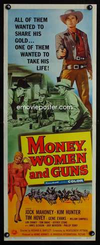 f442 MONEY, WOMEN & GUNS insert movie poster '58 Jock Mahoney