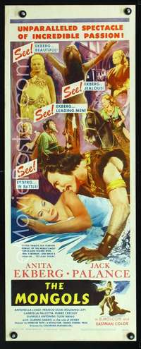 f443 MONGOLS insert movie poster '62 Anita Ekberg, Jack Palance