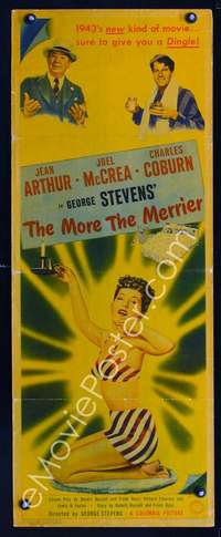 f448 MORE THE MERRIER insert movie poster '43 Arthur, McCrea, Coburn