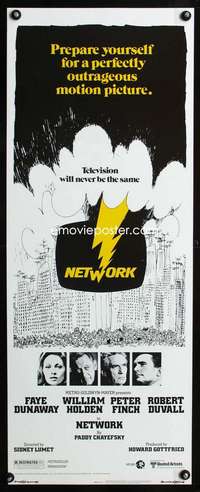 f455 NETWORK insert movie poster '76 Paddy Cheyefsky, William Holden