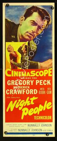 f457 NIGHT PEOPLE insert movie poster '54 Gregory Peck in uniform!