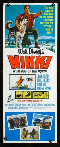 f459 NIKKI insert movie poster '61 Disney, Curwood, wild dog movie!
