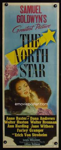 f461 NORTH STAR insert movie poster '43 Anne Baxter, Farley Granger