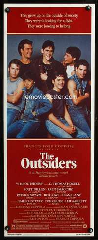 f468 OUTSIDERS insert movie poster '82 Francis Ford Coppola, Hinton