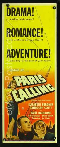 f471 PARIS CALLING insert movie poster '41 Basil Rathbone, Scott