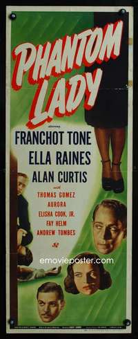 f474 PHANTOM LADY insert movie poster '44 Franchot Tone, Ella Raines