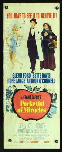 f478 POCKETFUL OF MIRACLES insert movie poster '62 Capra, Glenn Ford