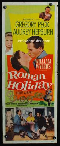 f506 ROMAN HOLIDAY insert movie poster '53 Audrey Hepburn, Greg Peck