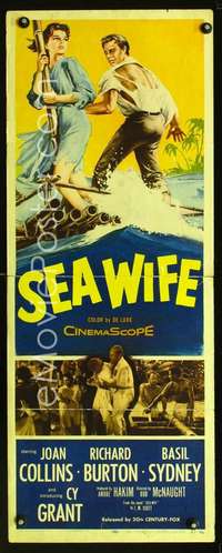 f519 SEA WIFE insert movie poster '57 Joan Collins, Richard Burton