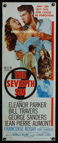 f522 SEVENTH SIN insert movie poster '57 Eleanor Parker, Bill Travers