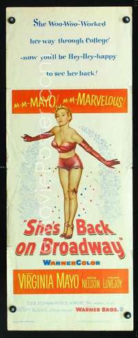f525 SHE'S BACK ON BROADWAY insert movie poster '53 Virginia Mayo